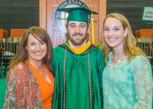 2016-05-01 Commencement. Shirk Center. Jack Canter '16. Rebecca Canter '88. Illinois Wesleyan photo by Robert Frank III