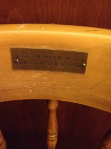 "The Gift of Mr. and Mrs. Lee McClure, in Memory of their Son, Bruce, 1924-1945."