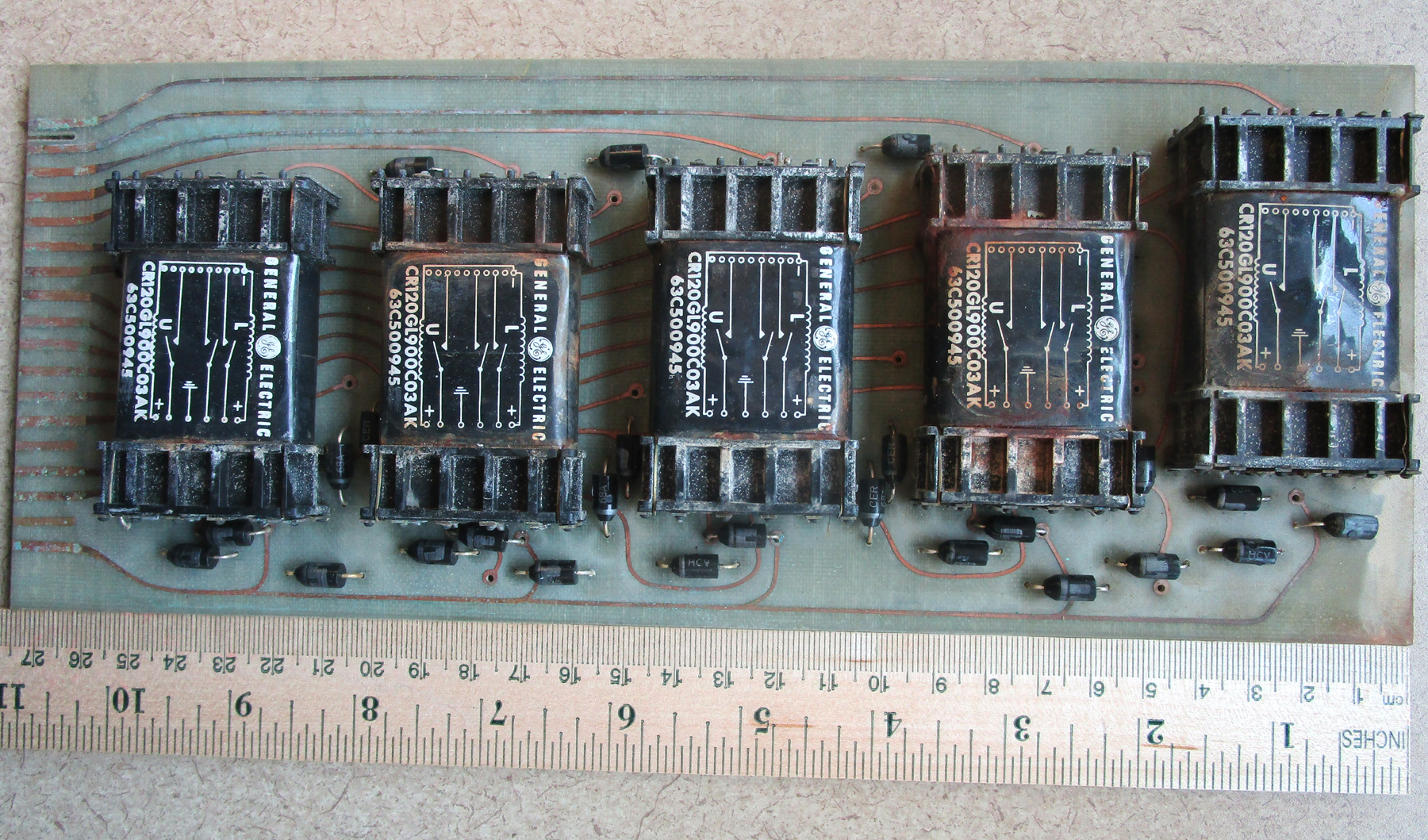 Five electric relays