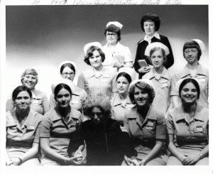 Mrs. Chase with Prof. Hilton's class, Weiss Hospital, Short Term 1977